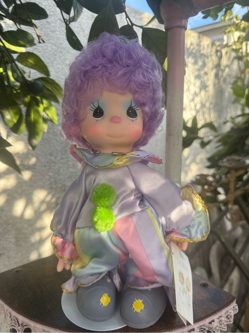 Precious Moments Purple Plush Clown Doll with Pastel Outfit